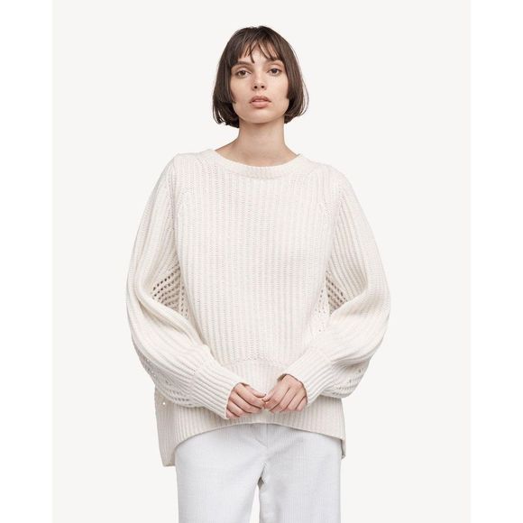*flaw Rag & Bone Cashmere Athena Sweater Cream M - Picture 2 of 8